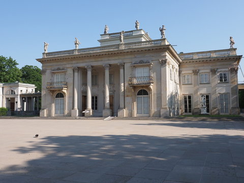 Historical buildng on the isle in baths park in Warsaw european capital city of Poland in 2019 on June