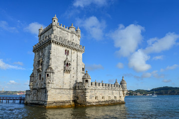 Fototapeta na wymiar Belem tower or Torre de Belem of Portuguese Manueline style