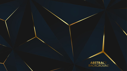 Abstract black polygon Gold light futuristic technology design background vector illustration.