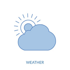 Weather icons set isolated on a white background. Clouds logo and sign collection. Black, blue and yellow colors. Simple modern design. Flat style vector