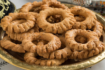 Traditional festive Moroccan Kaak cookies