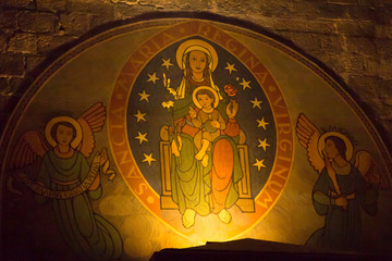 Barcelona, Spain, June 22, 2019: Interior of the Cathedral of Saint Eulalia in Barcelona - fragment of the interior.