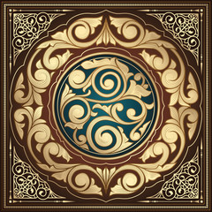 Golden ornate art deco vintage card