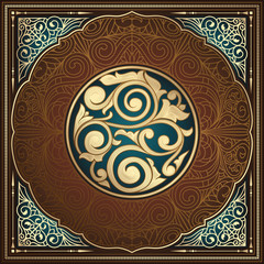 Golden ornate art deco vintage card