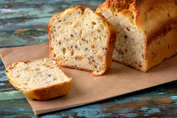 Homemade healthy bread yeast free. Background texture of bread.