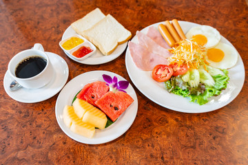breakfast on the table.