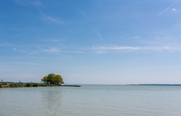 Parking ferry boat at lake Balaton.