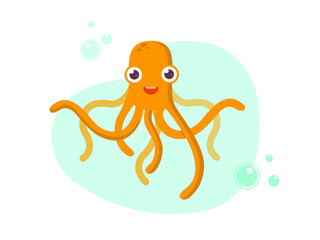 vector illustration of cartoon octopus