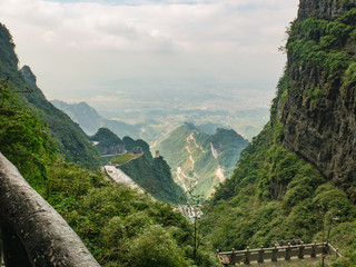 Beautiful landscape view on heaven gate cave on tianmen mountain national park at zhangjiajie city china.landmark of hunan zhangjiajie china