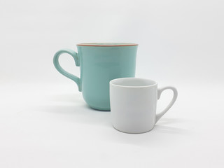 Green Ceramic Porcelain Mug or Glass for Drinking Kitchen Cafe Appliances Series in White Isolated Background