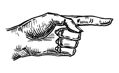 Pointing finger. Hand sign for web, poster, info graphic