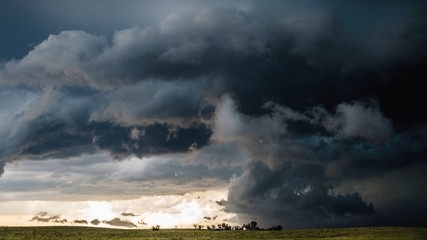 Black sky before lightning and rain
