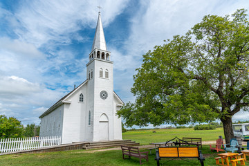 Saint Antoine de Padoue Church located next to the Rectory in Batoche, saskatchewan