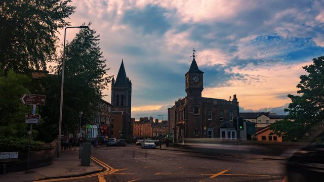 Time lapse view of the north part of Edinburgh new town (Scotland)