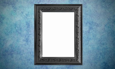 Colorful Antique Vintage Classic Baroque Stylish Empty Photo Painting Frame in Grunge and Retro Background for Home Interior and Garden Furniture made from Wood and Metal