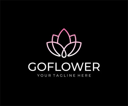 Abstract flower logo design. Linear lotus vector design. Elegant water lily logotype