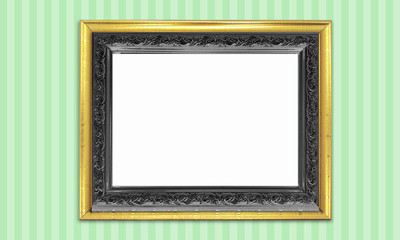 Colorful Antique Vintage Classic Baroque Stylish Empty Photo Painting Frame in Grunge and Retro Background for Home Interior and Garden Furniture made from Wood and Metal