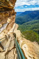 Fototapeta na wymiar hiking in the blue mountains national park, australia