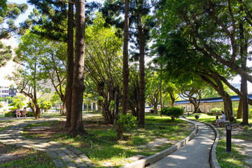 The National Taiwan Democracy Memorial Hall Park ( National Chiang Kai-shek Memorial Hall ). Taipei, Taiwan