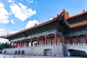 The National Theater of Taiwan, a chinese style architecture inside the National Taiwan Democracy Memorial Hall area. Text in Chinese means "National Theater". Taipei, Taiwan.