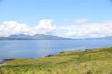 Fototapeta na wymiar The island of Mull viewed from Kerrera, Argyll, Scotland