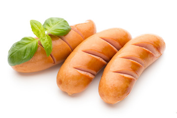 Pork sausage isolated on white background.
