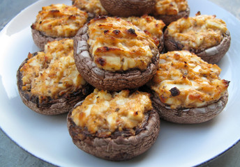 portobello mushrooms filled with vegetarian spices and vegetables