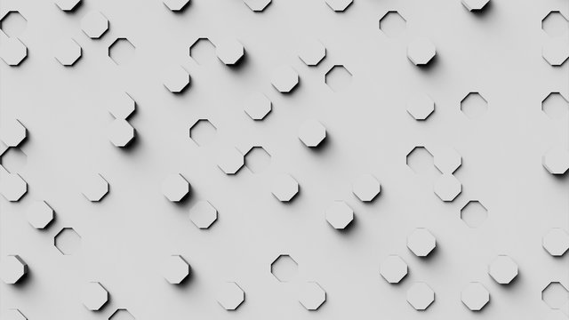 Exagon white and gray background texture. 3d illustration, 3d render
