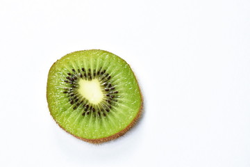 fresh kiwi fruit slice arranging on white background