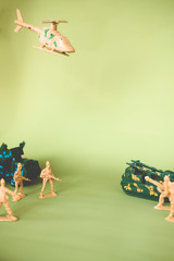 military equipment. soldiery. the concept of war. green background