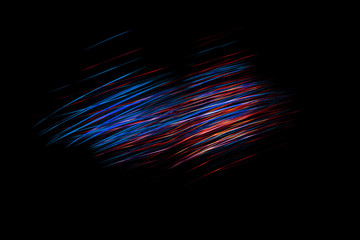 abstraction . The spatial speed of movement of neon rays or colored lines against the night sky