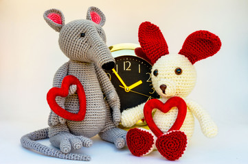 Amigurumi dolls schedule appointments under the clock