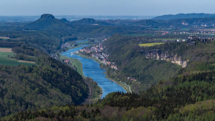 View of the Elbe and Bad Schandau in Saxon Switzerland