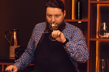 Sommelier, cavist. Training in school sommelier. Wine school. Wine tasting. Tinted.