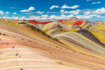 Papier Peint photo autocollant Vinicunca Paysage de montagne arc-en-ciel de Palccoyo (alternative à Vinicunca), vue épique sur la vallée colorée, Cusco, Pérou, Amérique du Sud