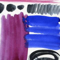 Abstract purple blue background. Watercolor grunge brush strokes texture. Paint brush strokes pattern.