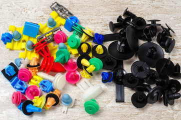 colored plastic clasp on a light background
