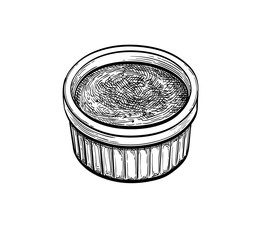 ink sketch of creme brulee.