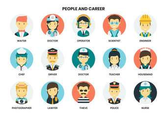 people icons set for business