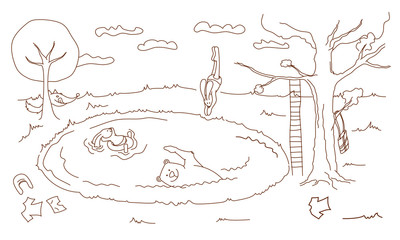 Bear and rabbits summer