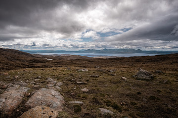 View of Isle of Skye from Bealach n Ba in Scotland