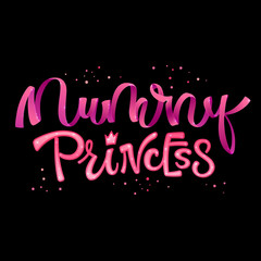 Little Mummy quote. Hand drawn modern calligraphy Halloween party lettering logo phrase. Script letter style. Colorful design element. Fashion design. Graphic element. Vector font illustration.