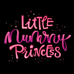 Little Mummy Princess quote. Hand drawn modern calligraphy Halloween party lettering logo phrase. Ribbon script letter style. Girlish colorful design element. Fashion design. Graphic element. Vector