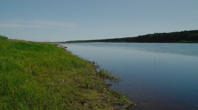 Summer Northern landscape, Pinega river, Arkhangelsk region, Russia