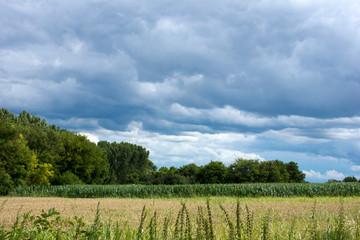 Threatening skies over the hills