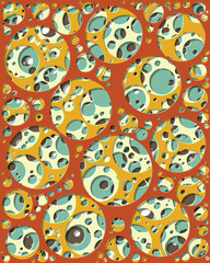 Abstract Generative Art color distributed circles holes background illustration
