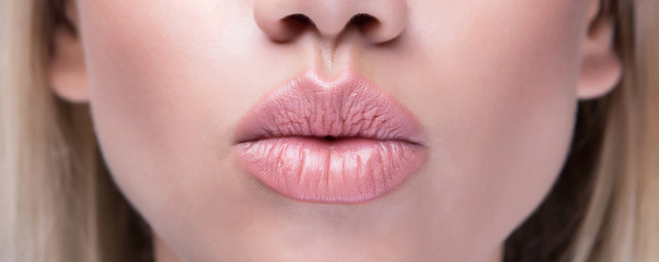 Close up kissing lips.