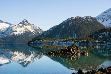 Pictures view of mountains at garibaldi lake in famous provinvial park near whistler in canada