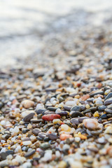 Sea stones on the seashore in the summer