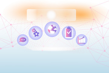 Picture illustration system network scheme modern technology smart device Business concept Empty template copy space isolated Posters coupons promotional material